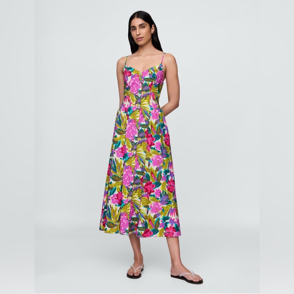 GAP Floral Midi Sun Dress Sz L